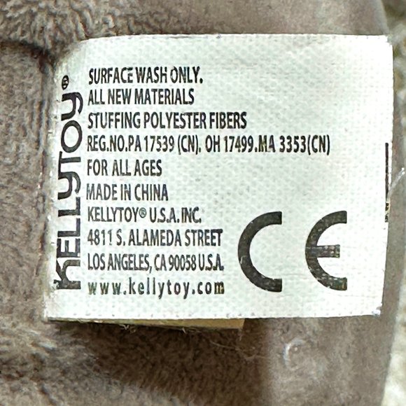 KellyToy Plush Elephant Rattle Floppy Gray Stuffed Animal Cream Ribbed Toy 18" - Picture 7 of 9